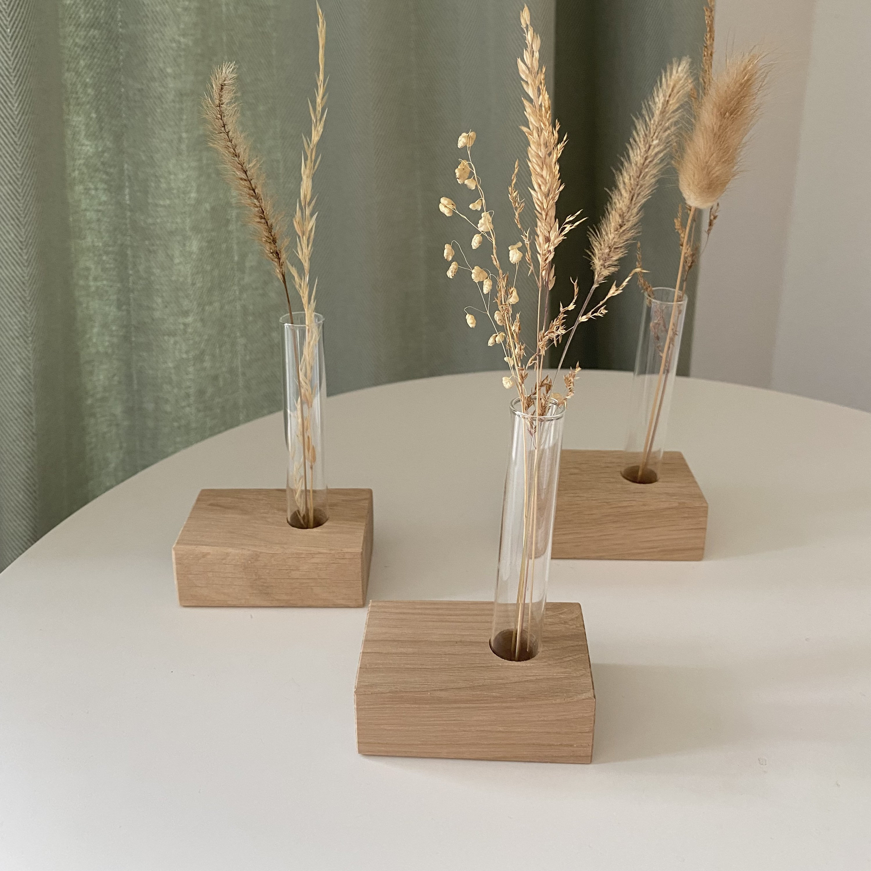 Vase Holz Minivase Reagenzglas Blumenvase Eiche