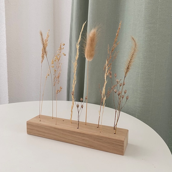 Flowerboard für Gräser Blumenleiste Blumenbrett Flowergram Eiche Tischdeko Trockenblumendeko Trockenblumenhalter