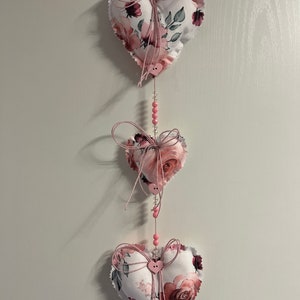 Heart garland made of fabric, wall decoration, window decoration, decoration without season, hearts