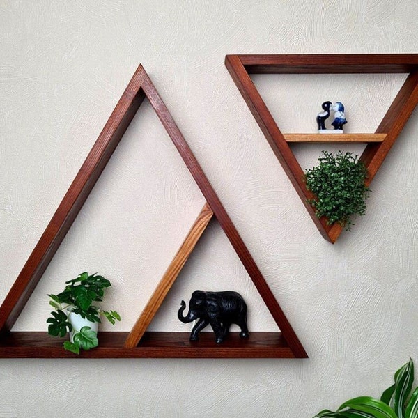 Wood work plans, Blueprint, Plant rack, PDF plan, Home decor, Triangle shelf , Geometric Shelves, Shelves, Hexagon Shelf DIY building plan