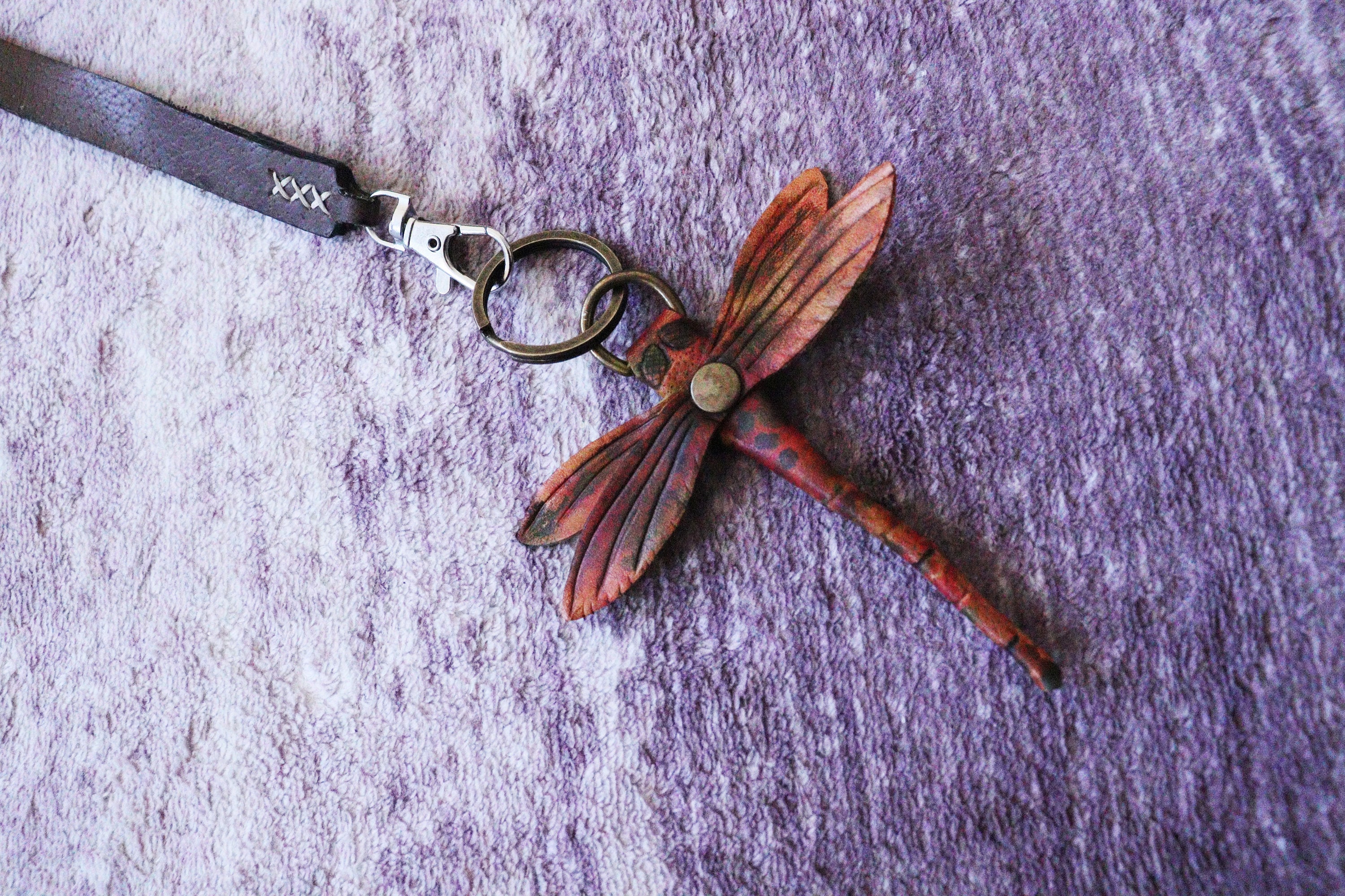 Leather Dragonfly Keychain Pattern, Purse Ornament (PDF Pattern