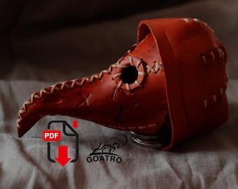 Leather Plague Doctor Mask PDF Pattern, DIY Keychain Template (Digital Download)