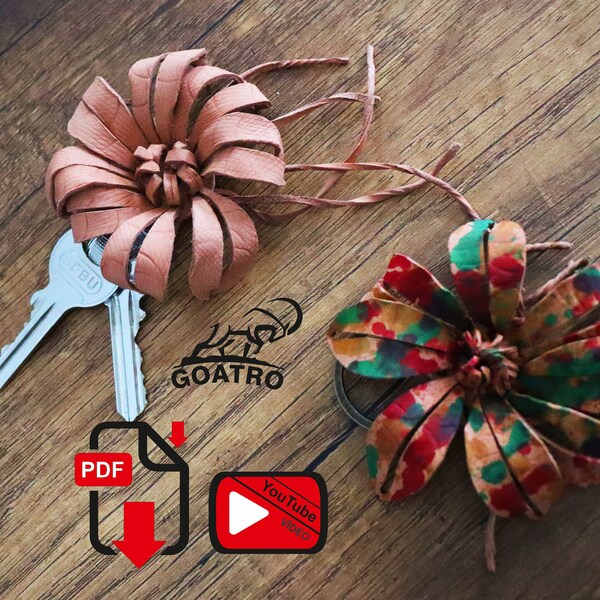 Leather flower pattern -PDF- lapel pin, bag and key chain ornament. Leather Pattern Bag Handbag Flower Accessory Digital Download - Template