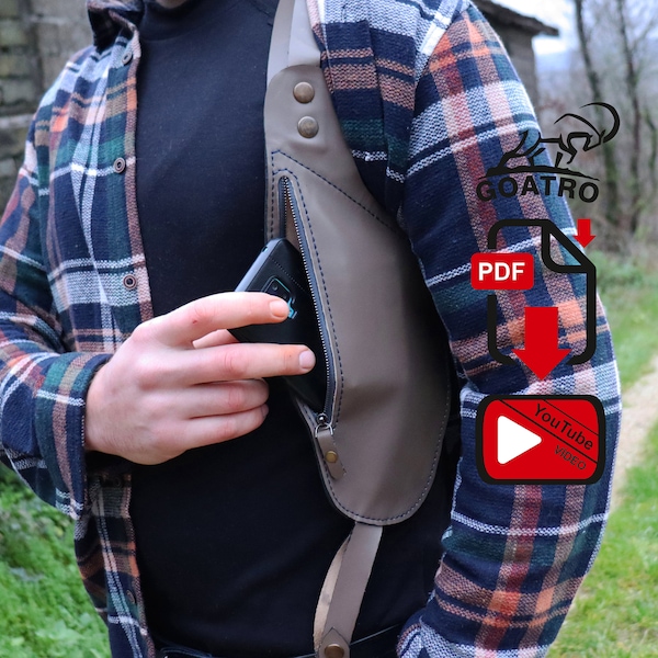 Leather Bag Template - Running bag pattern - Hiking bag pattern - Leather PDF Pattern - waist bag pattern - gun bag pattern- Harness Pdf