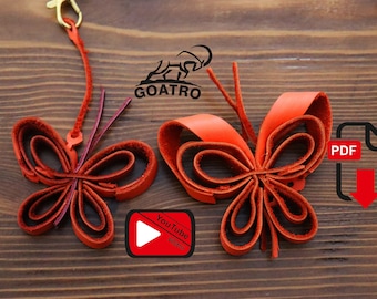 Leather Butterfly PDF PATTERN - Collar pin, Bag and key chain ornament. Bag Accessory, Handmade gift, Digital Download - Template