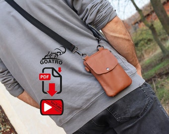 Leather Crossbody Bag Pattern, Phone Wallet Design (PDF Pattern)