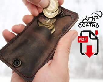 Leather Mini Coin Purse Pattern, DIY Wallet Template (PDF)