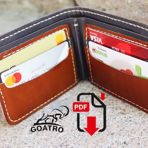 Cartera hombre hecha a mano, Modelo cartera piel, Patrón piel, Plantilla cartera, cartera hombre piel, Patrón pdf