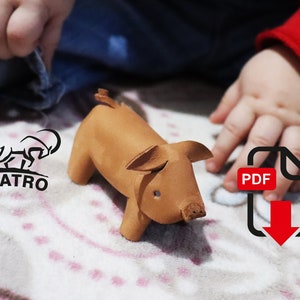 Cerdo, diseños de juguetes- patrones de cuero manualidades- patrones de animales/ patrón de cuero pdf, artes, mascota, cuero vegetal, llavero, bricolaje