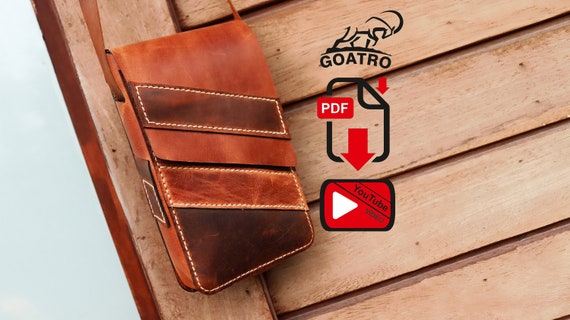 Leather Phone Bag Sewing Pattern, Unisex Bag Template (PDF)