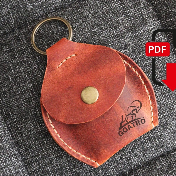 Round coin purse, pdf keychain purse model DIY, coin Template