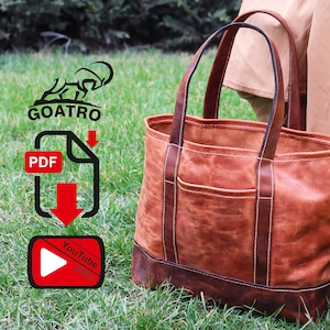 Muster für eine Ledertasche – Muster für eine Einkaufstasche – DIY aus Leder – PDF-Download – Muster für eine Einkaufstasche – Muster für eine Einkaufstasche – Vorlage – Tägliche Damenhandtasche