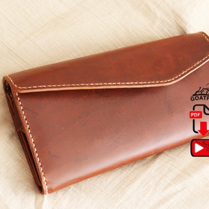 Modelo billetera larga, modelo billetera cuero con cremallera, modelo cuero para guardar teléfono, plantilla cuero, pdf cuero, diy, hazlo tu mismo siéntete especial