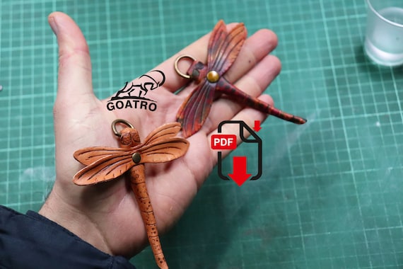 Leather Dragonfly Keychain Pattern, Purse Ornament (PDF Pattern