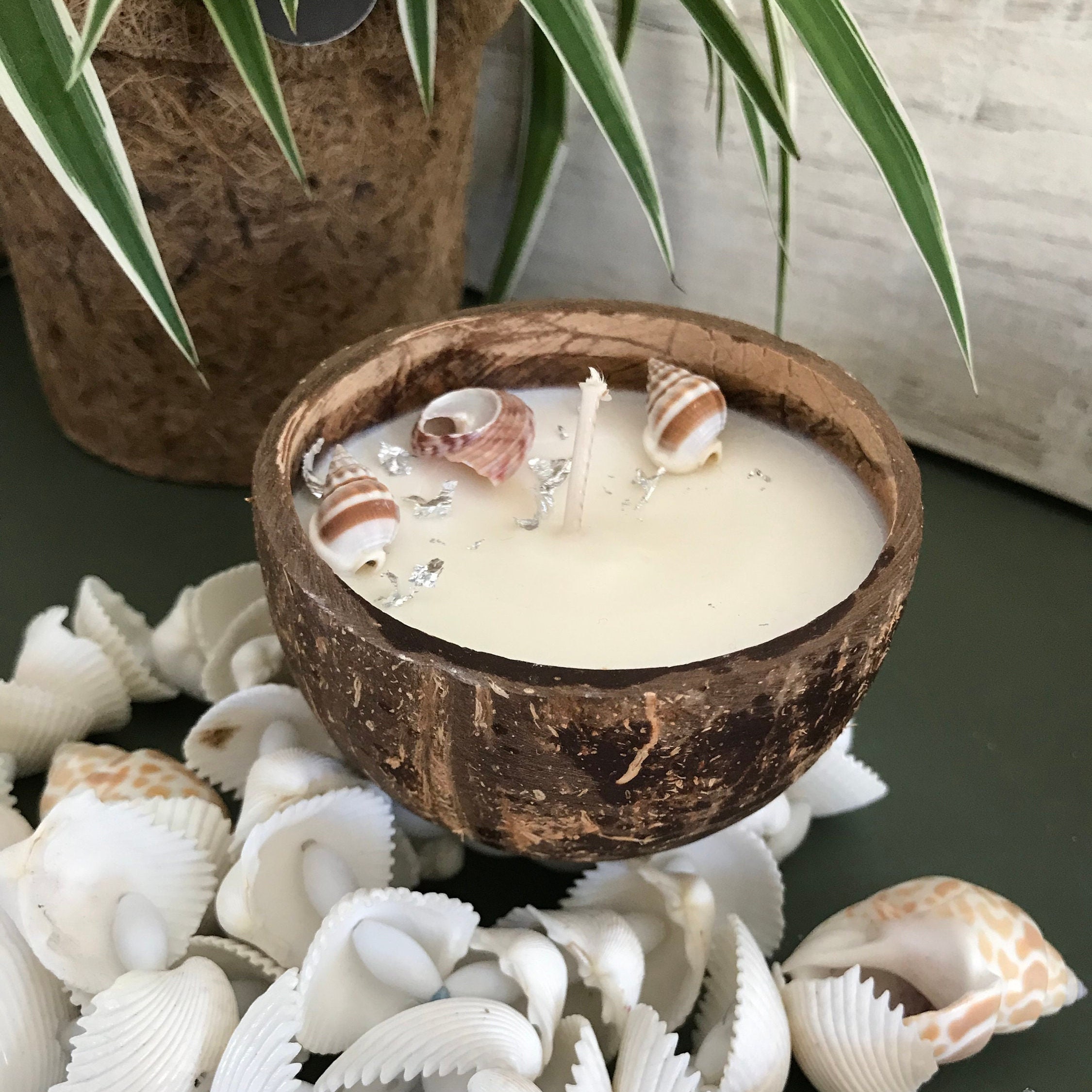 Bougie Pêche Monoï La Précieuse - Bougie Dans Une Noix de Coco Candle in A Coconut