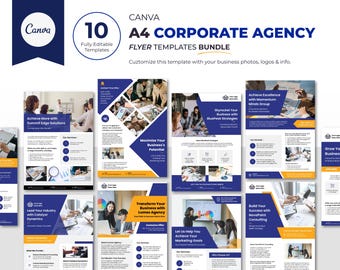Corporate Agency Marketing Flyer Template, Editable Canva Business Design, Branding, Professional, Editable Business and Modern Marketing