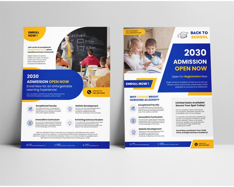 Modern School Education Admission Flyer Canva Template Bundle for Kids Learning with Professional Creative Design image 3