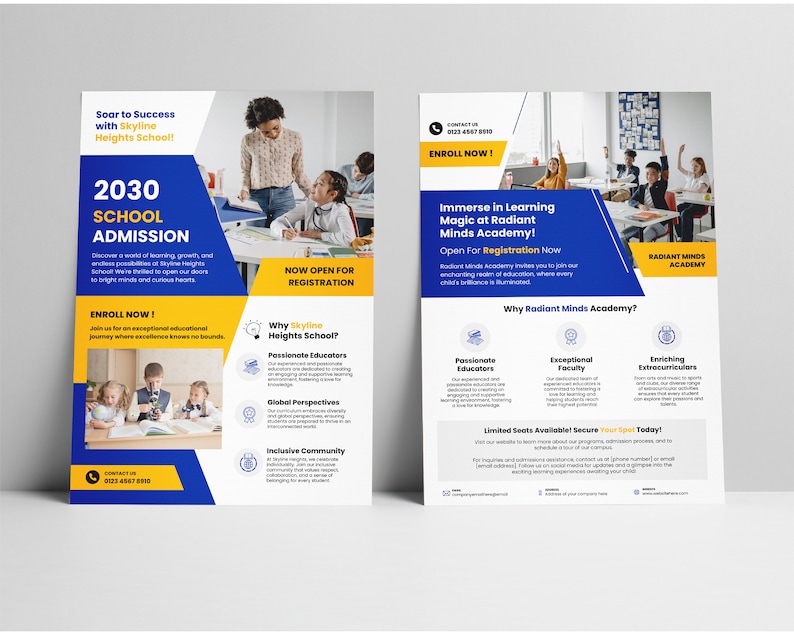 Modern School Education Admission Flyer Canva Template Bundle for Kids Learning with Professional Creative Design image 2