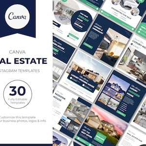 30 Real Estate Social Media Template  | Interior Design | Canva Instagram Coach | Marketing Agency  | Realtor Agent Post