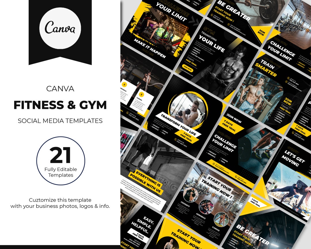 Gym & Fitness Bold Social Media on Canva | Social Medium | Instagram ...