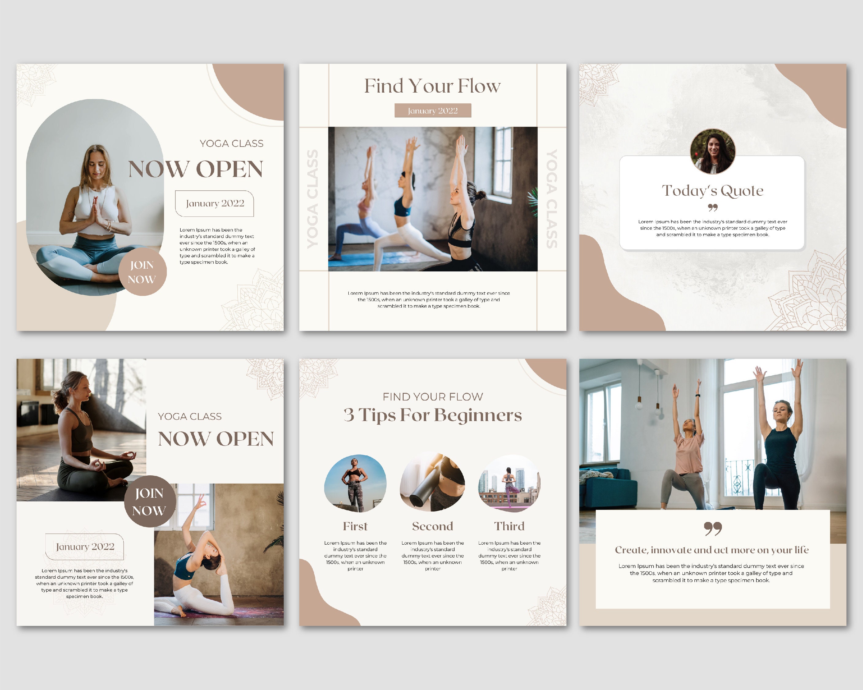 30 Yoga Instagram Templates for Canva | Wellness Social Media Post ...