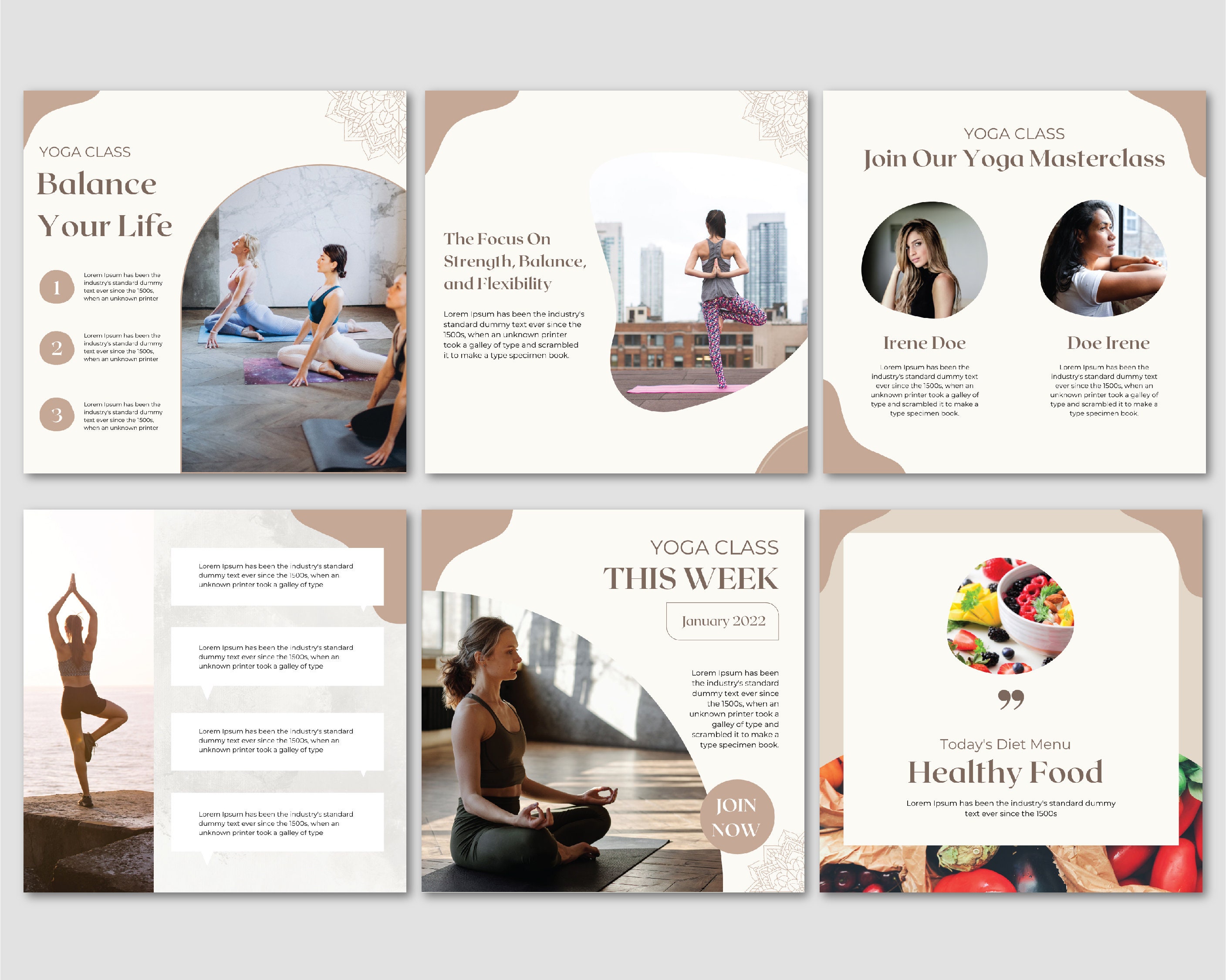 30 Yoga Instagram Templates for Canva | Wellness Social Media Post ...