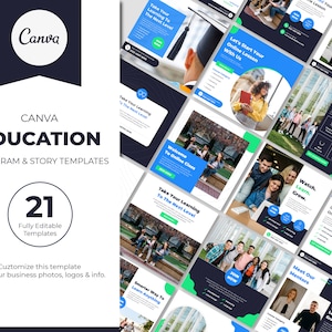 21 Moderne & mutige Social Media Template auf Canva | Geschichte Hintergrund | Instagram-Coach | Marketingbüro | Post and Story Template