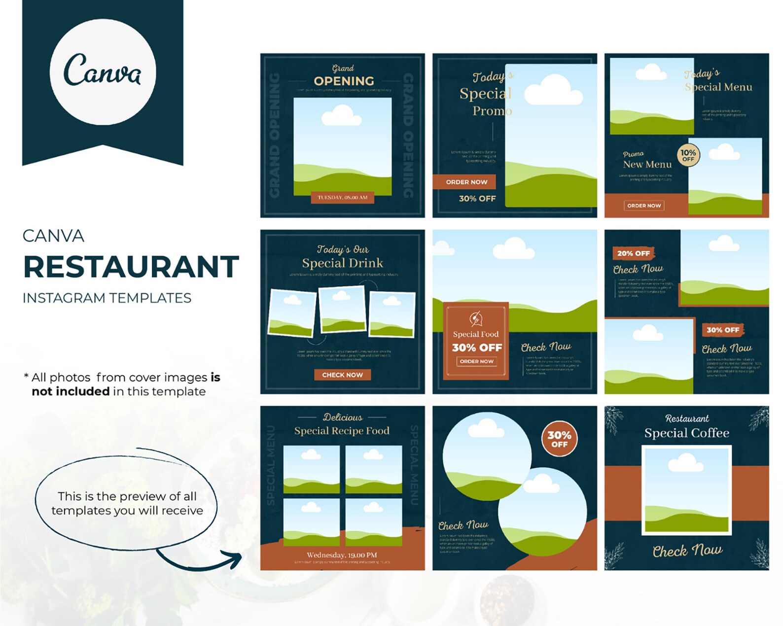 21 Luxury Food & Restaurants Canva Social Media Post | Restaurant ...