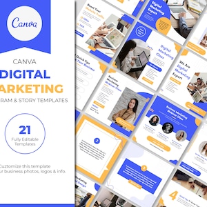Social Media For Digital Marketing | Social Medium | Canva Instagram Coach | Marketing Agency Plan | Post and Story Template