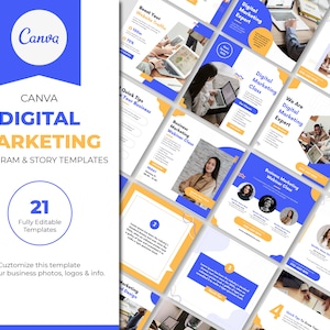 Redes sociales para marketing digital / Medio social / Canva Instagram Coach / Plan de agencia de marketing / Plantilla de publicación e historia