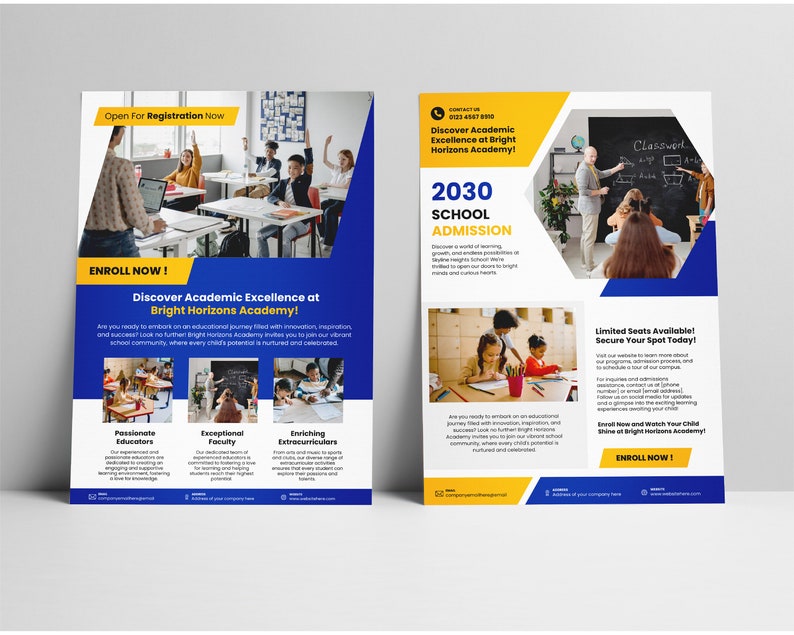 Modern School Education Admission Flyer Canva Template Bundle for Kids Learning with Professional Creative Design image 4
