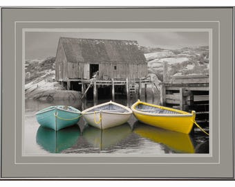 Peggy's Cove Dories Photograph, Nova Scotia Print, Framed Seascape Art