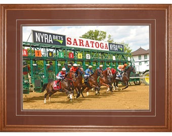 Saratoga Racecourse Starting Gate Photo Print, Wilson Chute, Framed Horse Racing Art