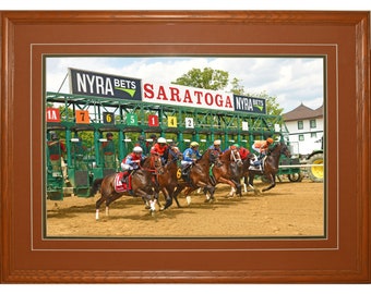 Saratoga Racecourse Starting Gate Photo Print, Wilson Chute, Framed Horse Racing Art