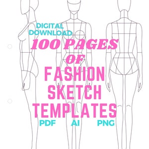 Fashion Sketchbook Template: 100 Pages, Editable KDP Interiors (Printable PDF)