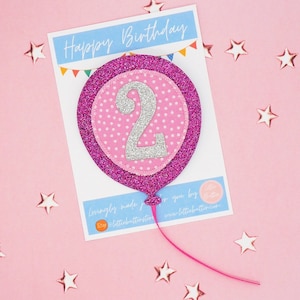 Birthday Balloon Badge, Blue or Pink, Any Age Birthday Badge