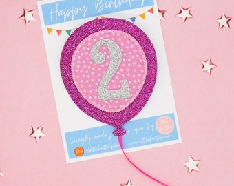 Handmade Birthday Balloon Badge: Custom Age, Pink or Blue