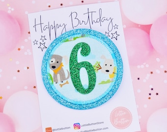 Dog Theme Birthday Badge: Personalized Kids Birthday Pin