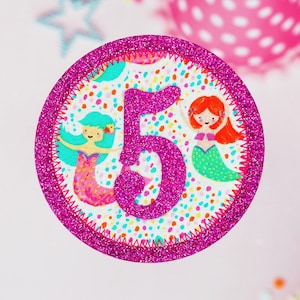 Mermaid Birthday Badge, Girls Birthday Badge, Birthday Badge, Birthday Pin