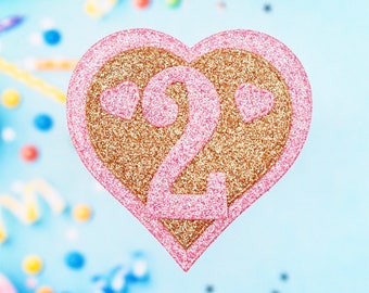 Heart Birthday Badge, Pink Gold Glitter Birthday Badge