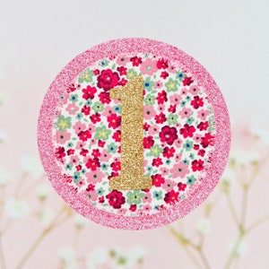 Pink Floral Birthday Badge, Kids Birthday Badge, Girls Birthday Badge, Birthday Pin
