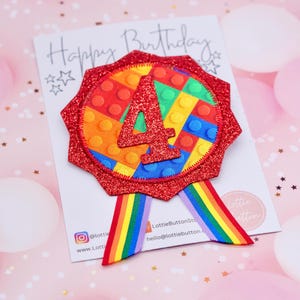 Building Brick Themed Birthday Badge, Kids Birthday Badge