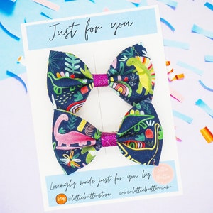 Dinosaur Hair Bows, Girls Dino Bows
