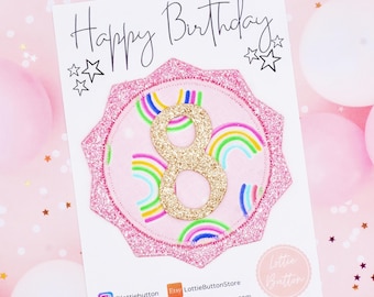Pink Rainbow Birthday Badge: Sparkly Birthday Pin