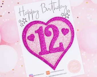 Pink Sparkle Herz Geburtstag Pin Badge: Mädchen Geburtstagsgeschenk