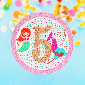 Mermaid Birthday Badge, Girls Birthday Badge, Birthday Badge, Birthday Pin