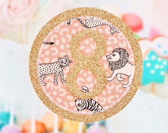 Safari Birthday Badge, Girls Animal Birthday Badge, Birthday Pin