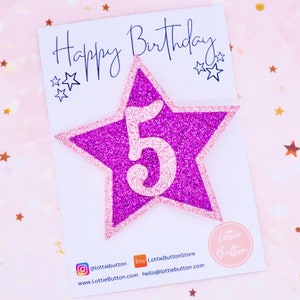 Pink Star Birthday Badge, Girls Birthday Badge, Birthday Pin