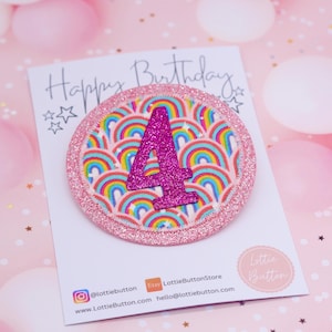 Rainbow Birthday Badge, Girls Birthday Badge, Birthday Badge, Birthday Pin