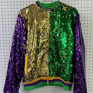 Giubbotto bomber con paillettes di Mardi Gras Colletto/maniche a righe di Mardi Gras